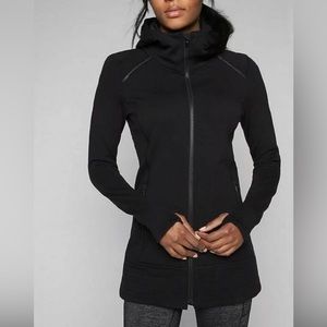 Athleta Black CYA Stronger Zip Front Hooded Jacket. Fleece Lined. Size Small